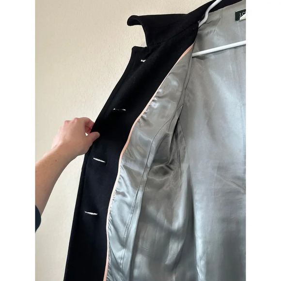 J. Crew Womens Size 4 Black Lady Day Coat Double Breasted Long Wool Peacoat - Picture 12 of 16